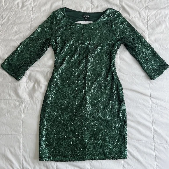 Mini Dress Express Green Sequin Dress Emerald Green Dress Sequin Mini Dress  Bodycon Mini Dress Lulus
